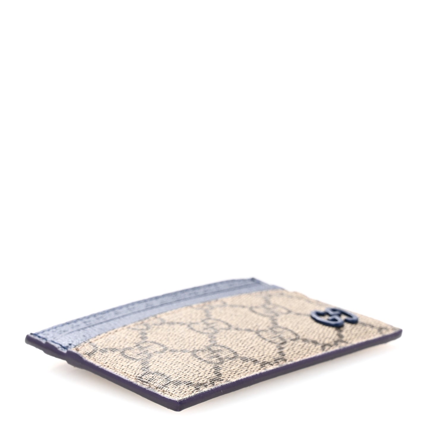 GG Supreme Monogram Bi-Color Card Holder Beige Ebony Royale