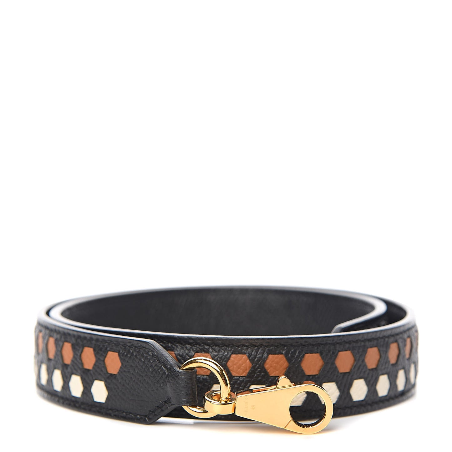 Epsom 25mm Mousqetons Tressage Shoulder Strap Black Craie Gold