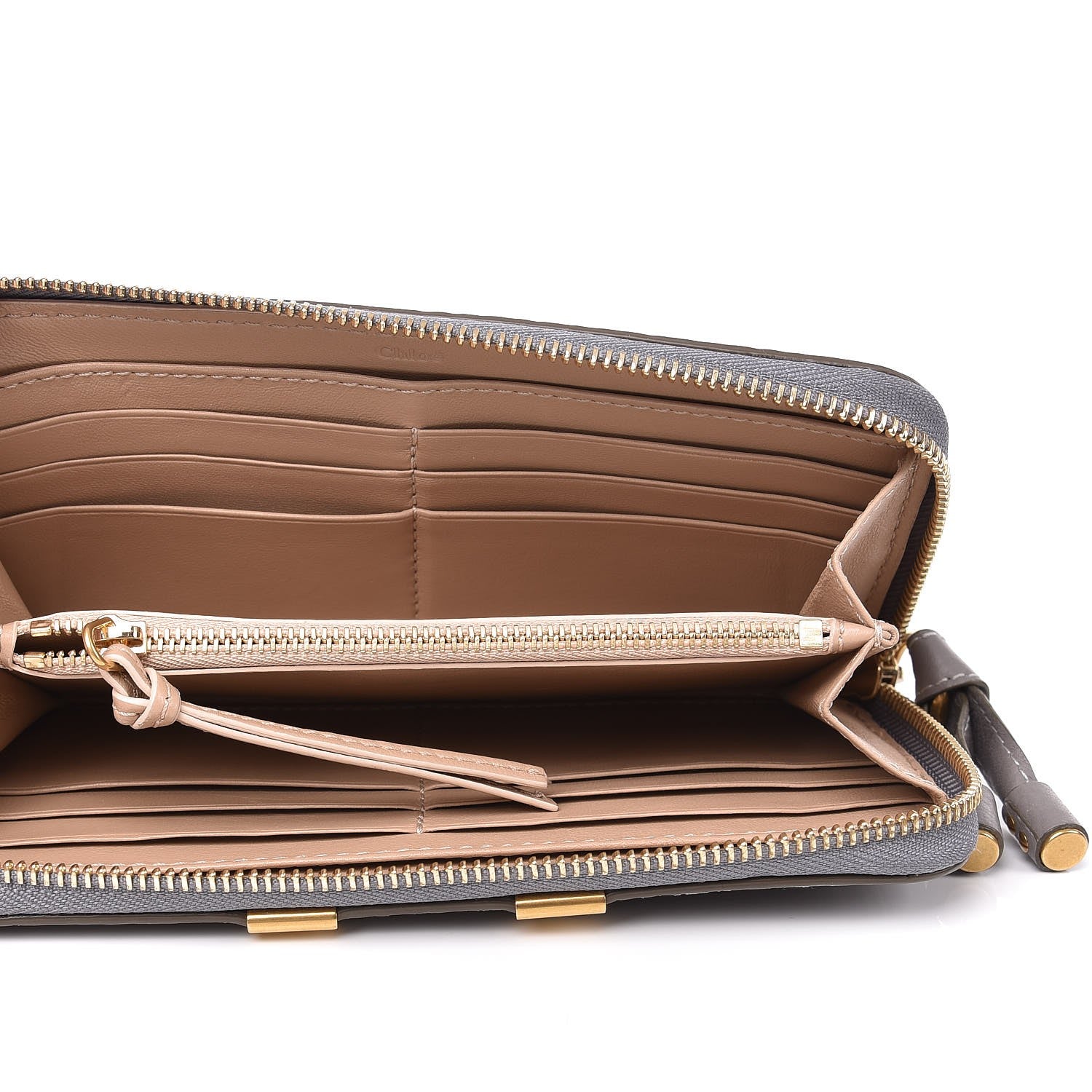 Chloe Calfskin Marcie Long Zip Around Wallet Cashmere Grey 5 of 7