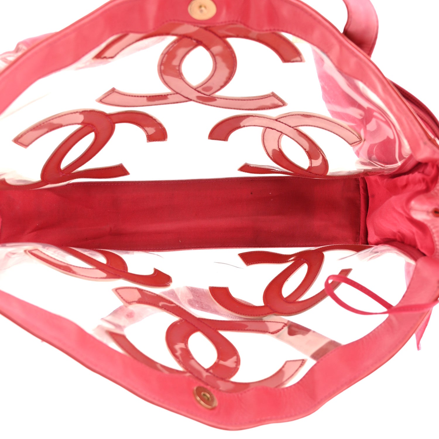 Chanel Vinyl Patent CC Logo Beach Tote Red 5 of 20