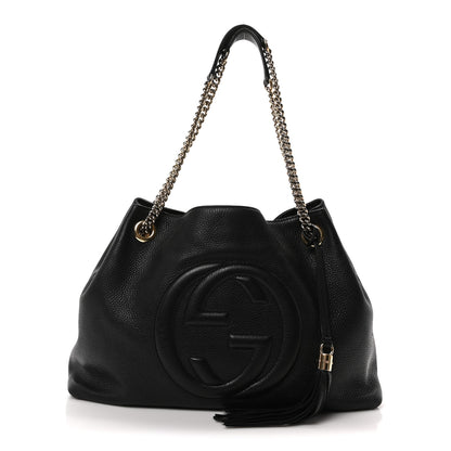 Gucci Pebbled Calfskin Medium Soho Chain Shoulder Bag Black 1 of 10