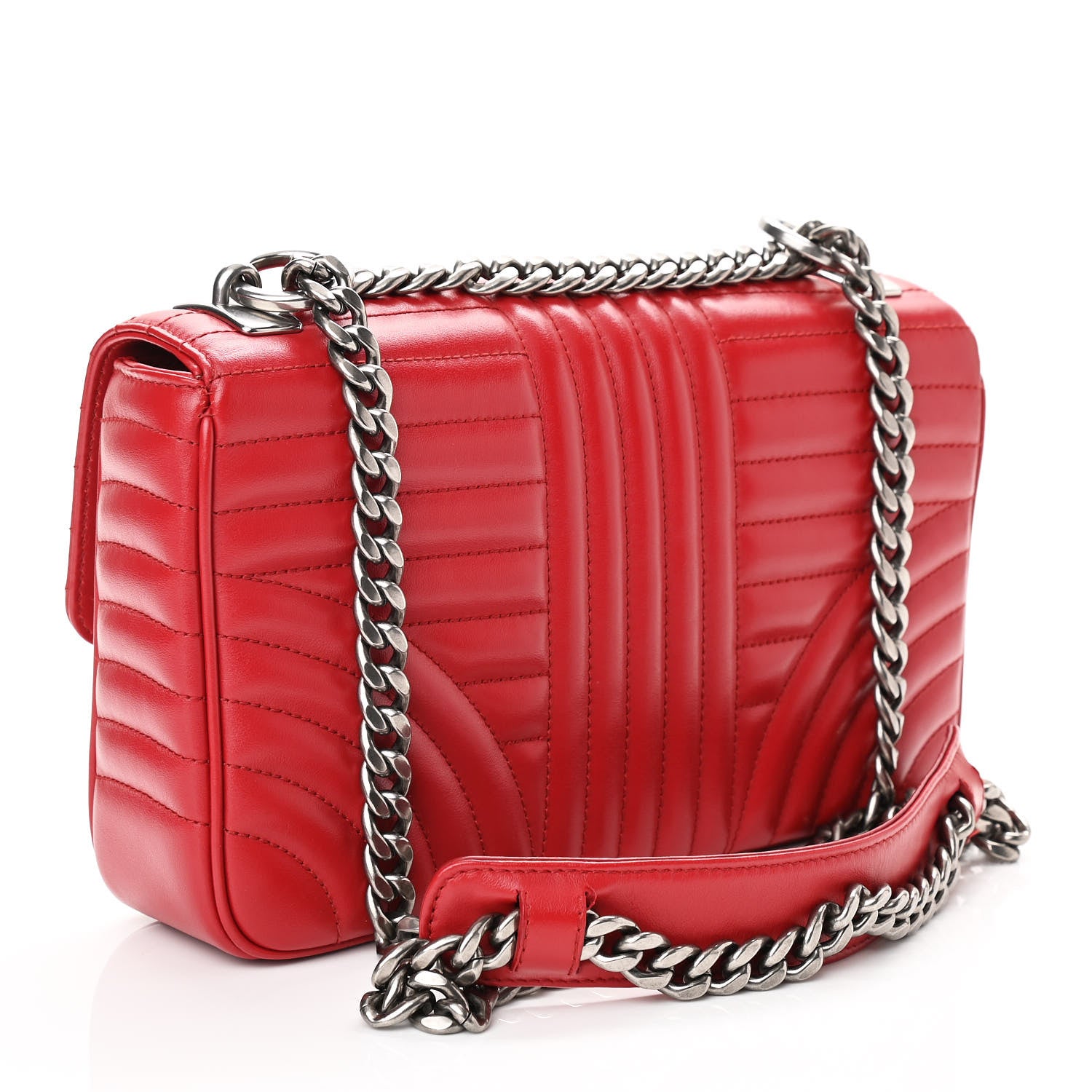 Prada Soft Calfskin Impunture Diagramme Medium Chain Flap Shoulder Bag Fuoco 3 of 9