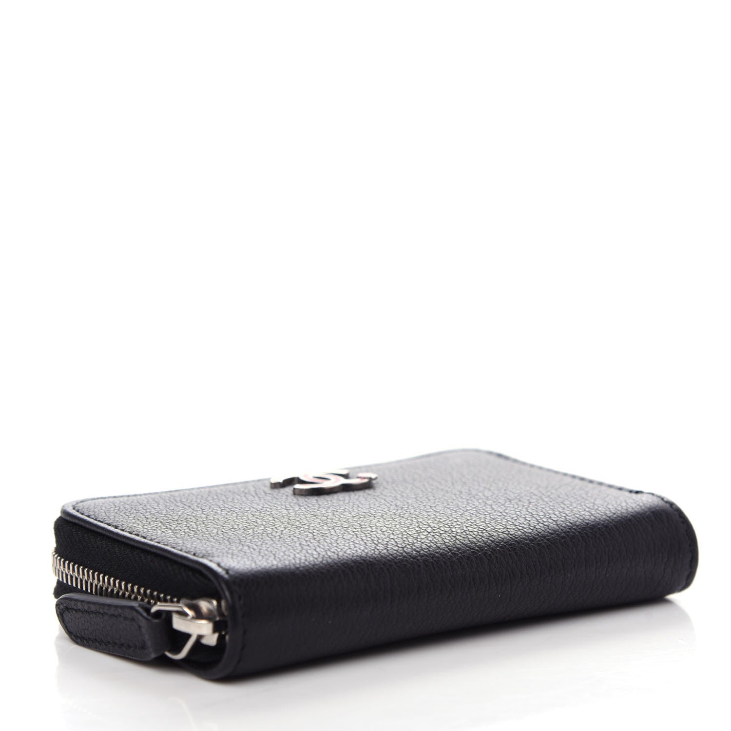 Chanel Goatskin Camellia Zip Coin Purse Black 4 of 8