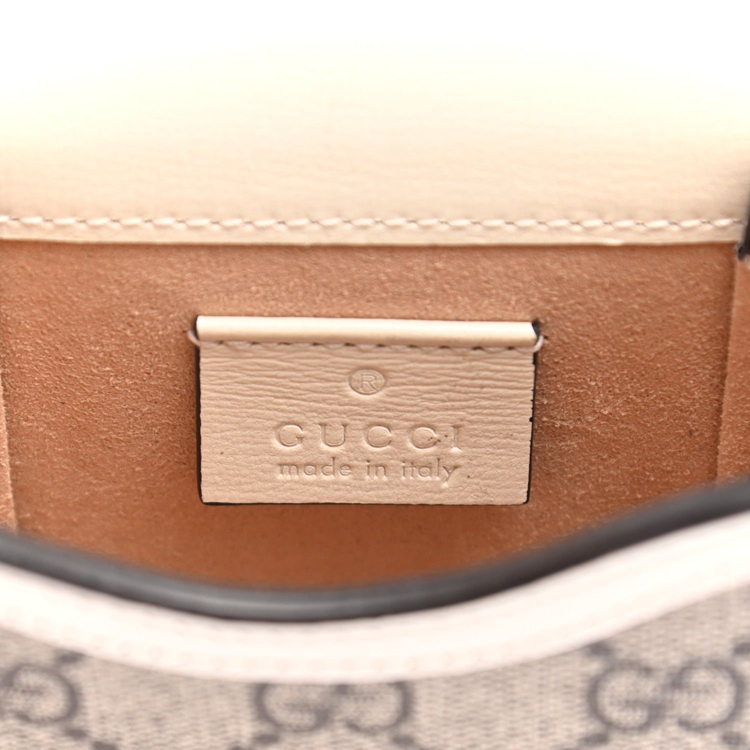 Gucci GG Supreme Monogram Azalea Calfskin Mini Horsebit 1955 Crossbody Bag Beige Ebony Mystic White 6 of 9