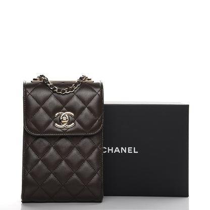 Chanel Lambskin Quilted Trendy CC Phone Holder Brown 9 of 10
