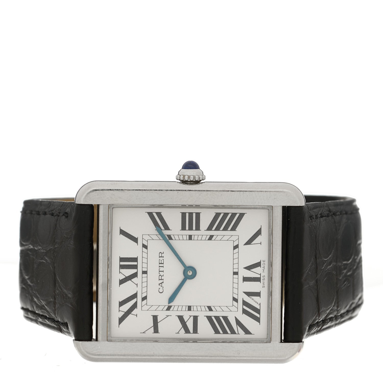 Cartier Stainless Steel Alligator 27mm Tank Solo Quartz Watch 2 of 5