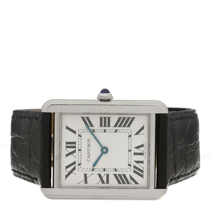 Cartier Stainless Steel Alligator 27mm Tank Solo Quartz Watch 2 of 5