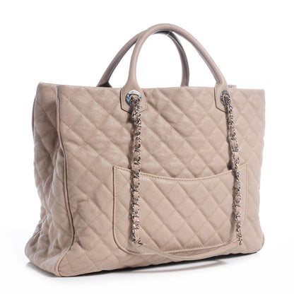 Chanel Caviar Quilted Large Shiva Tote Beige 3 of 7
