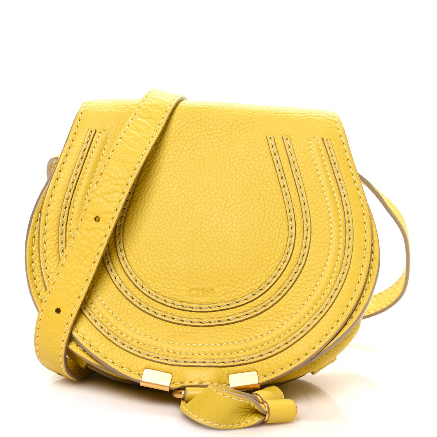 Chloe Calfskin Mini Marcie Round Crossbody Bag Neon Yellow Neon Yellow 7 of 9