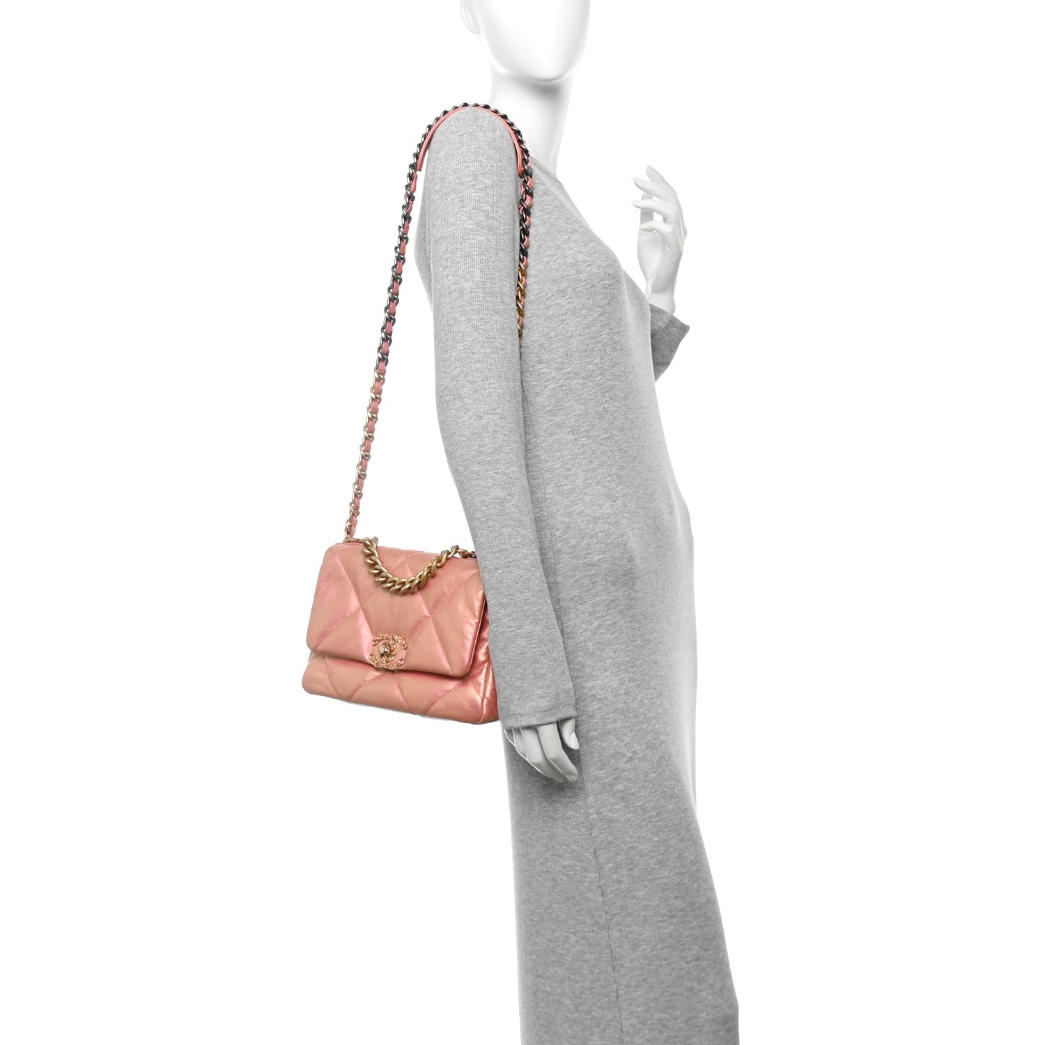 Chanel Iridescent Calfskin Quilted Medium Chanel 19 Flap Pink 2 of 11