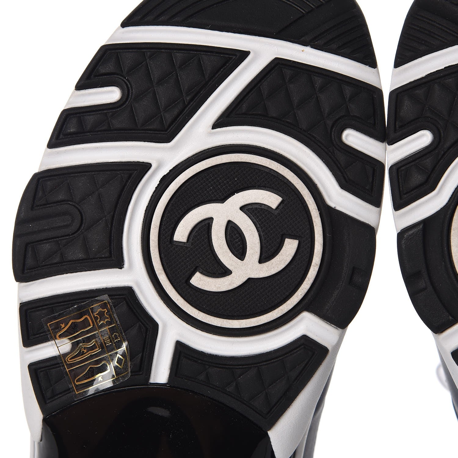 Chanel Patent Calfskin CC Sneakers 37.5 Navy White 6 of 11