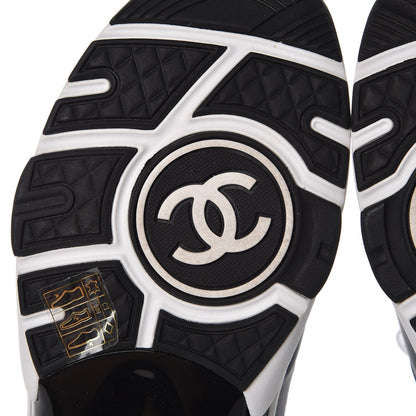 Chanel Patent Calfskin CC Sneakers 37.5 Navy White 6 of 11