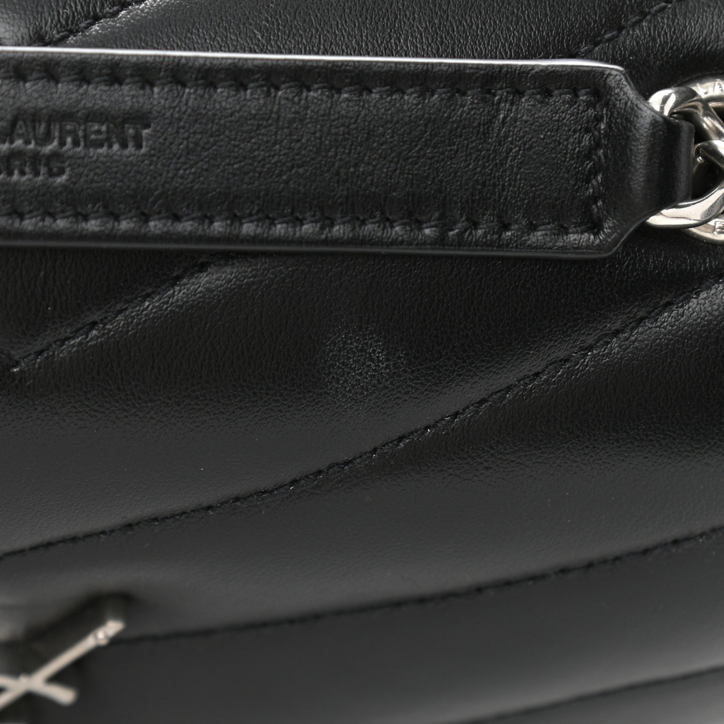 Calfskin Y Quilted Monogram Small Loulou Chain Satchel Black