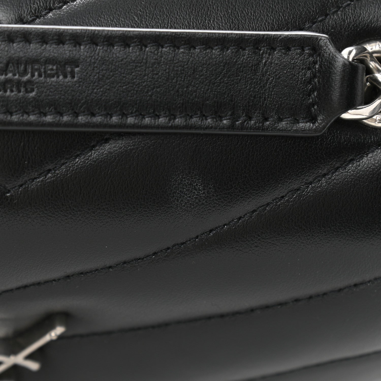 Saint Laurent Calfskin Y Quilted Monogram Small Loulou Chain Satchel Black 12 of 12