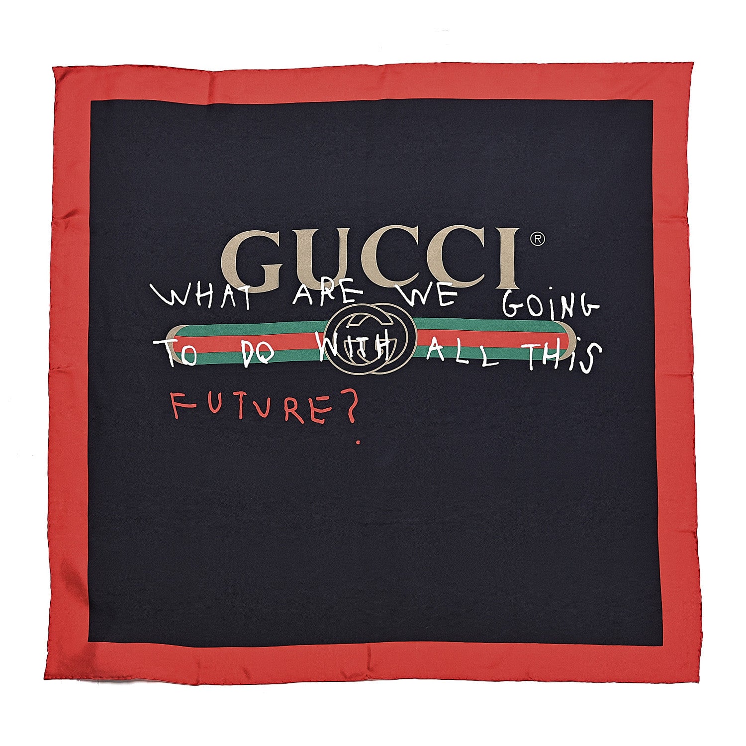 Gucci Silk Coco Capitan Logo Scarf Black 1 of 4