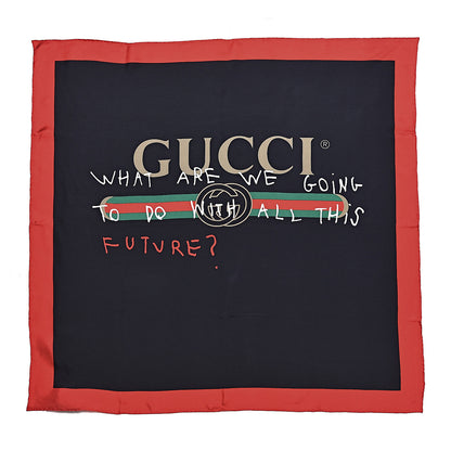 Gucci Silk Coco Capitan Logo Scarf Black 1 of 4