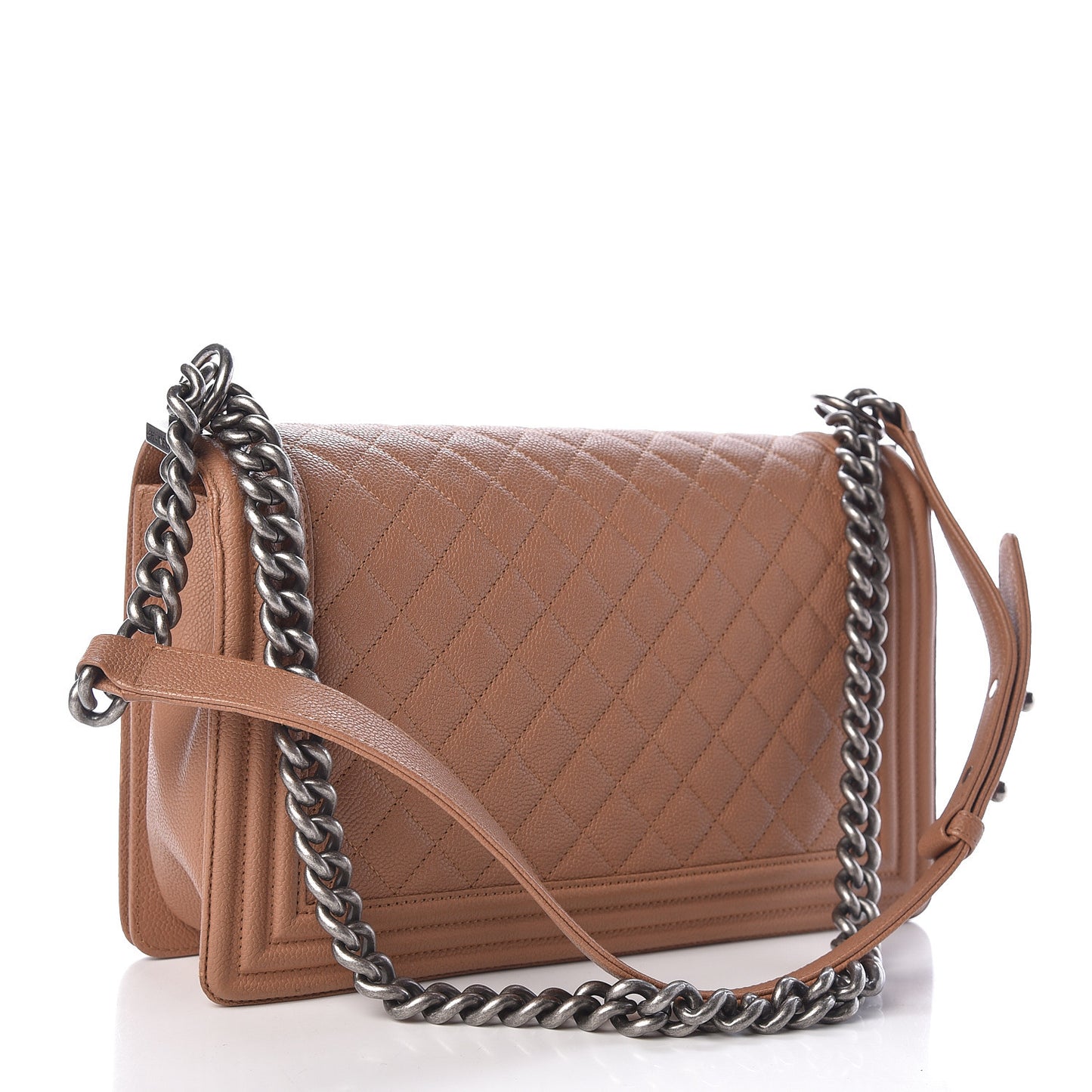 Caviar Quilted New Medium Boy Flap Dark Beige