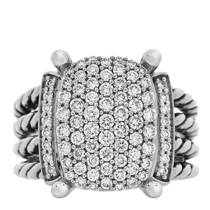 David Yurman Sterling Silver Diamond 16mm Wheaton Ring 57 8 1 of 6