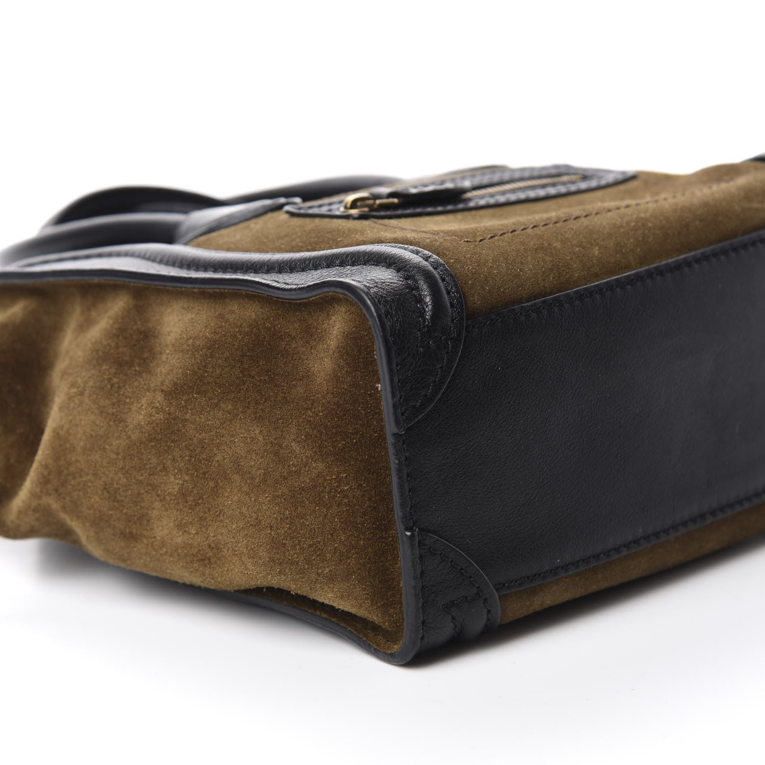 Celine Smooth Calfskin Suede Bi-Color Nano Luggage Black Olive 6 of 9