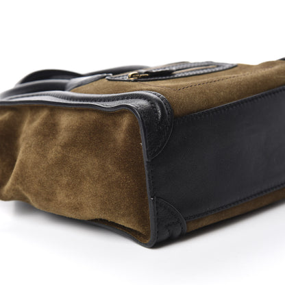 Celine Smooth Calfskin Suede Bi-Color Nano Luggage Black Olive 6 of 9