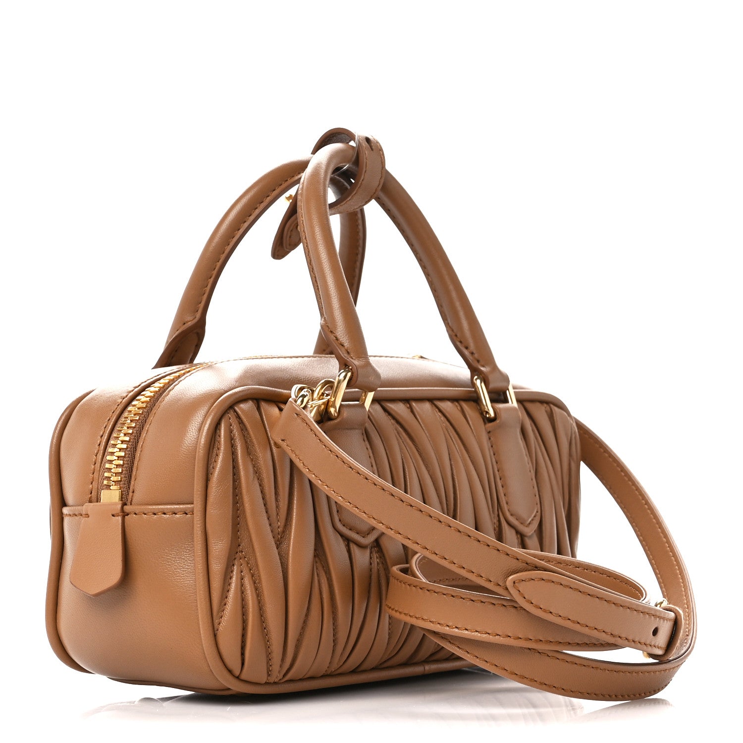Miu Miu Nappa Matelasse Regular Arcadie Top Handle Bag Caramel 3 of 11
