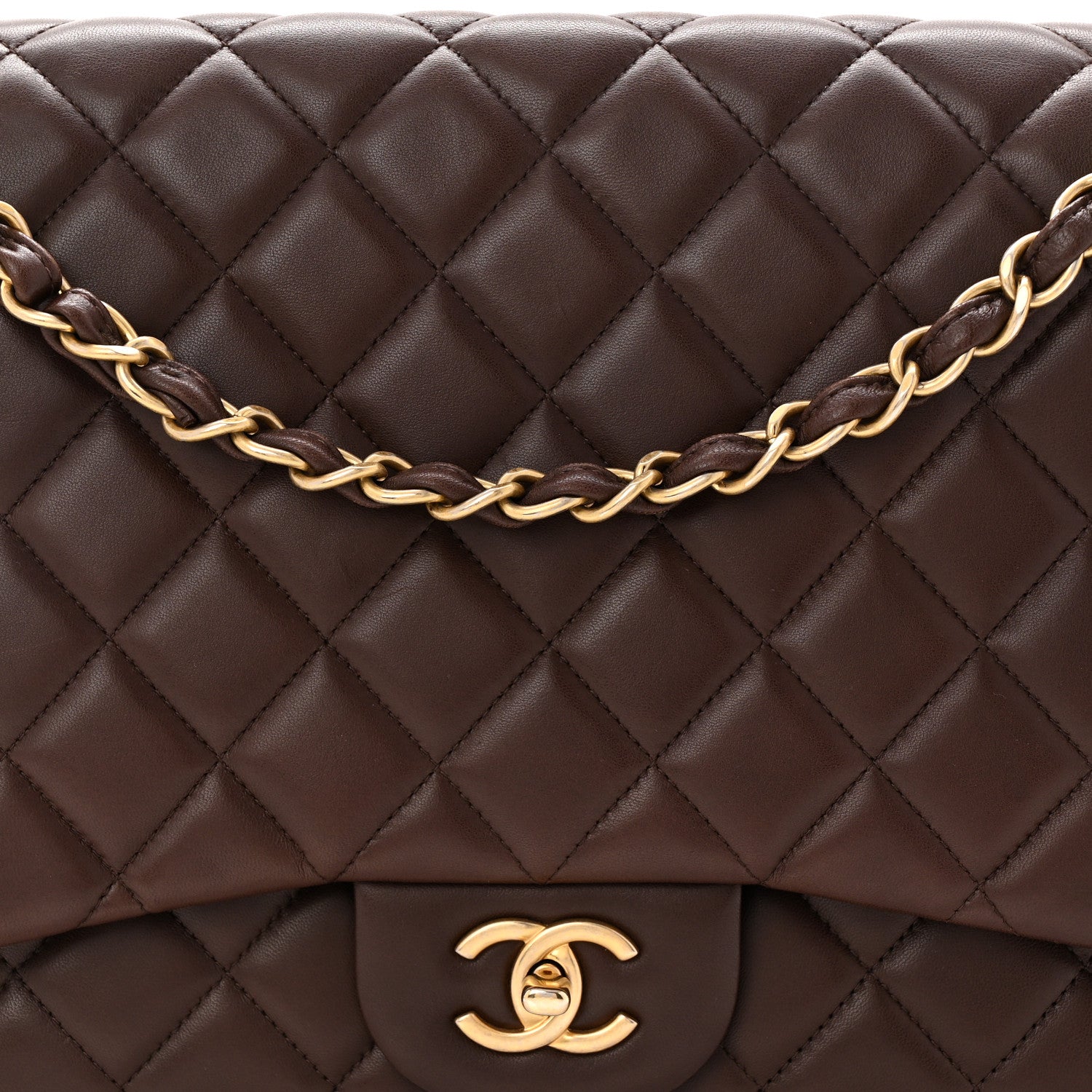 Chanel Lambskin Quilted Maxi Single Flap Dark Brown 8 of 10