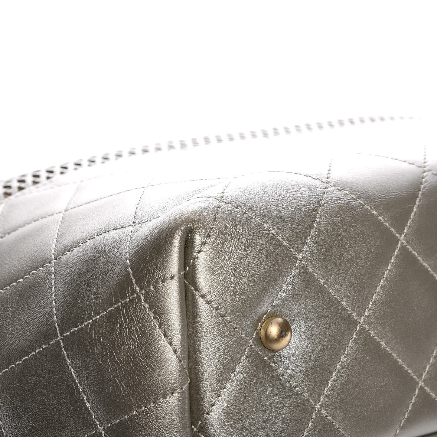 Calfskin Perforated Up In The Air North South Tote Gold