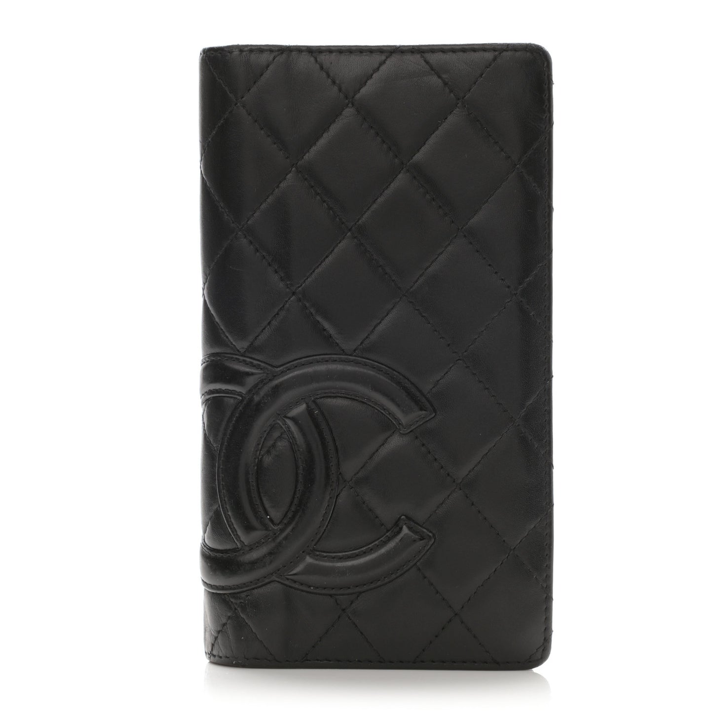 Calfskin Quilted Cambon Yen Wallet Black