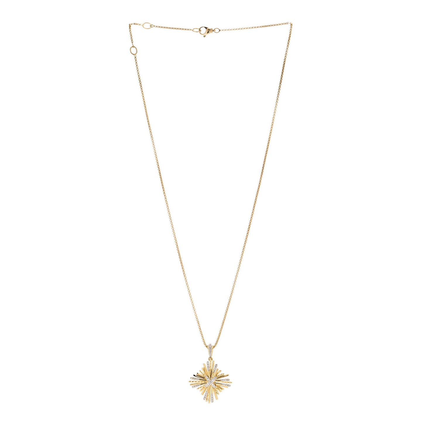 18K Yellow Gold Diamond Angelika Four Point Pendant Necklace