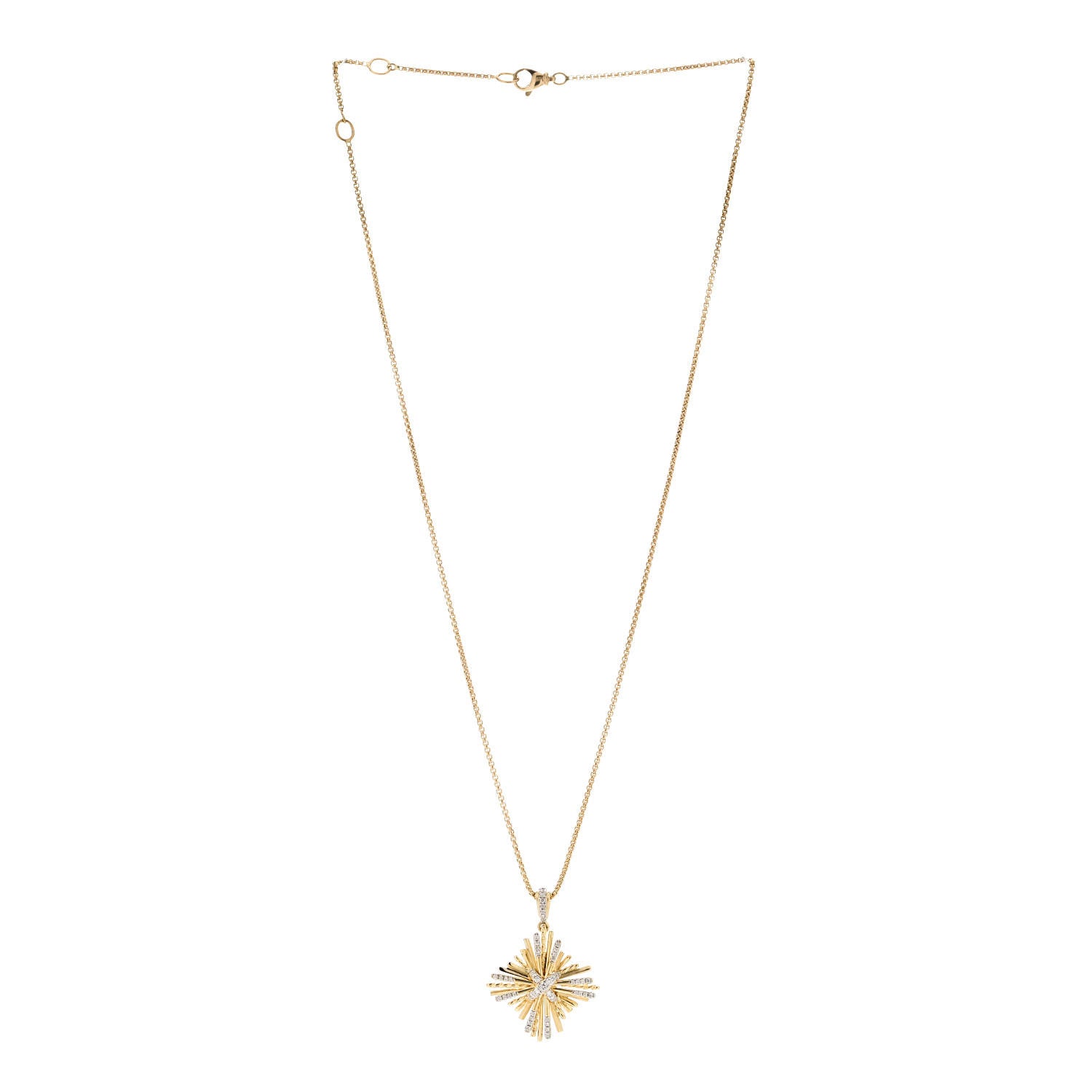 David Yurman 18K Yellow Gold Diamond Angelika Four Point Pendant Necklace 3 of 6