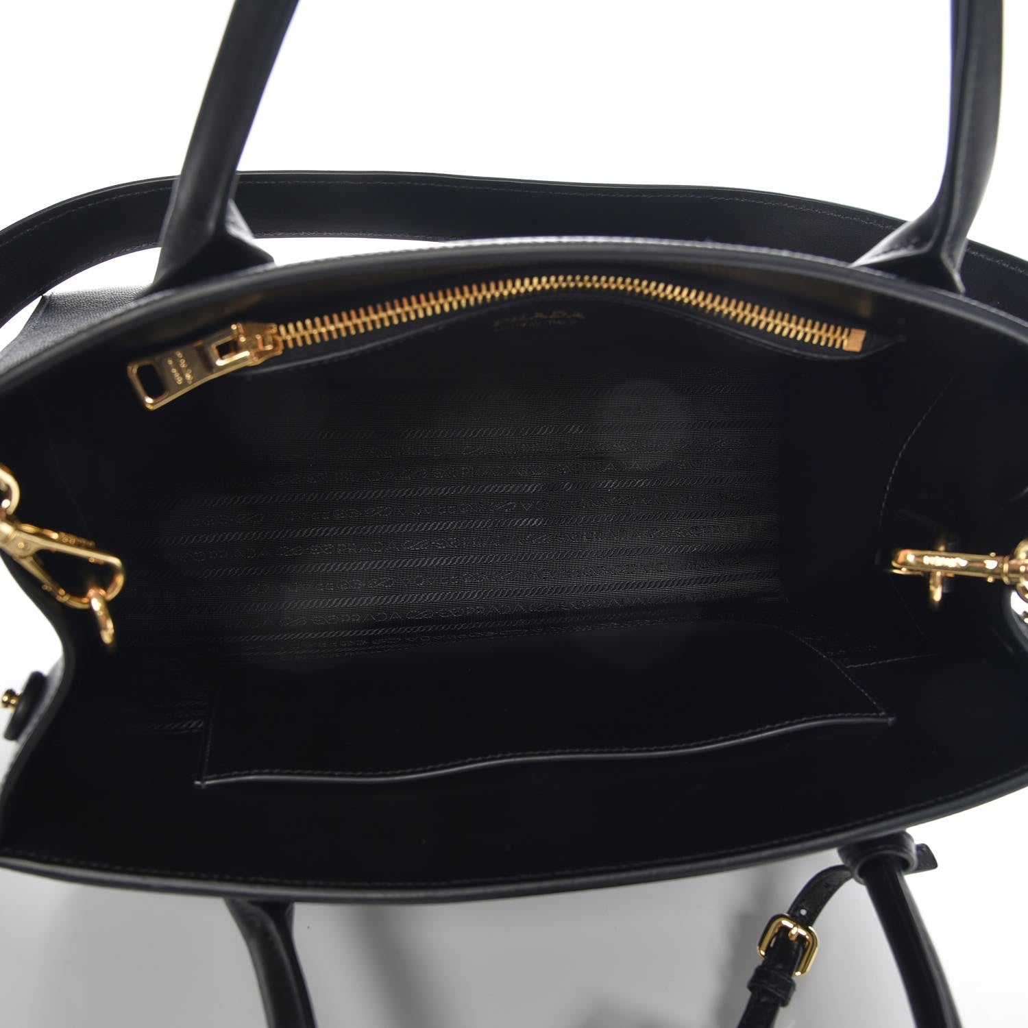 Prada Saffiano Cuir Calfskin Medium Monochrome Top Handle Tote Black 6 of 7