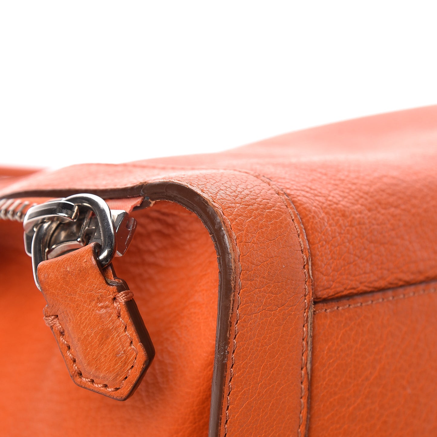 Grained Goatskin Antigona Zippered Tote Orange