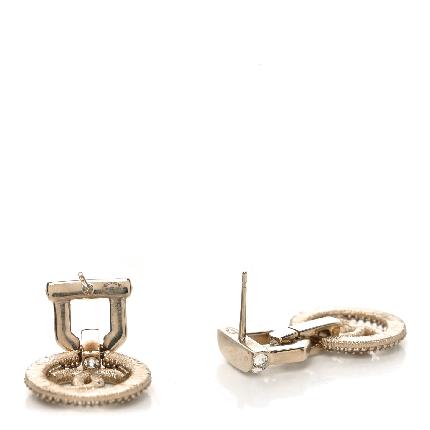 Crystal CC Vendome Round Drop Earrings Gold