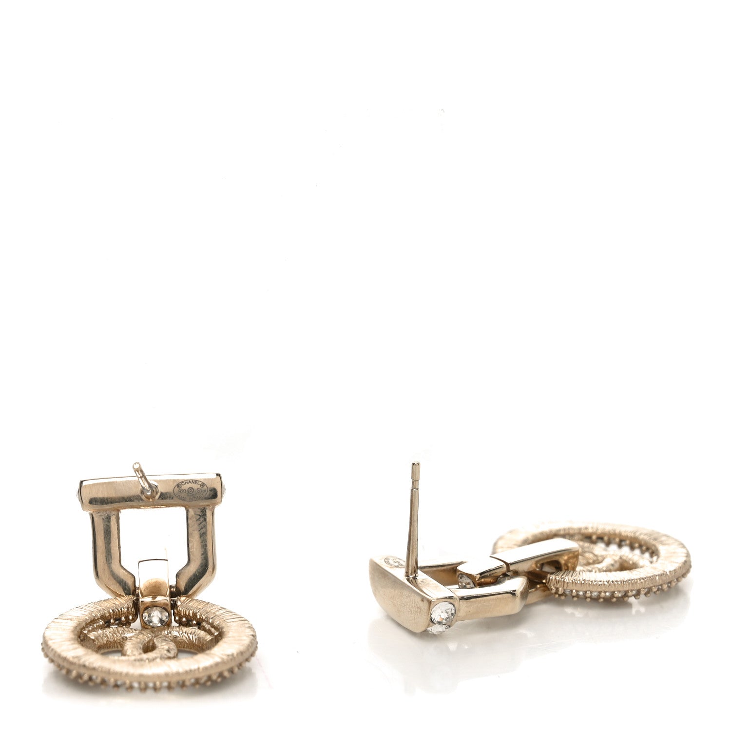 Chanel Crystal CC Vendome Round Drop Earrings Gold 4 of 4