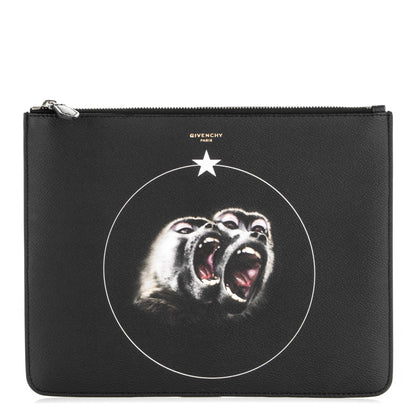 Givenchy Coated Canvas Monkey Brother Print Large Zip Pouch Black 1 of 6
