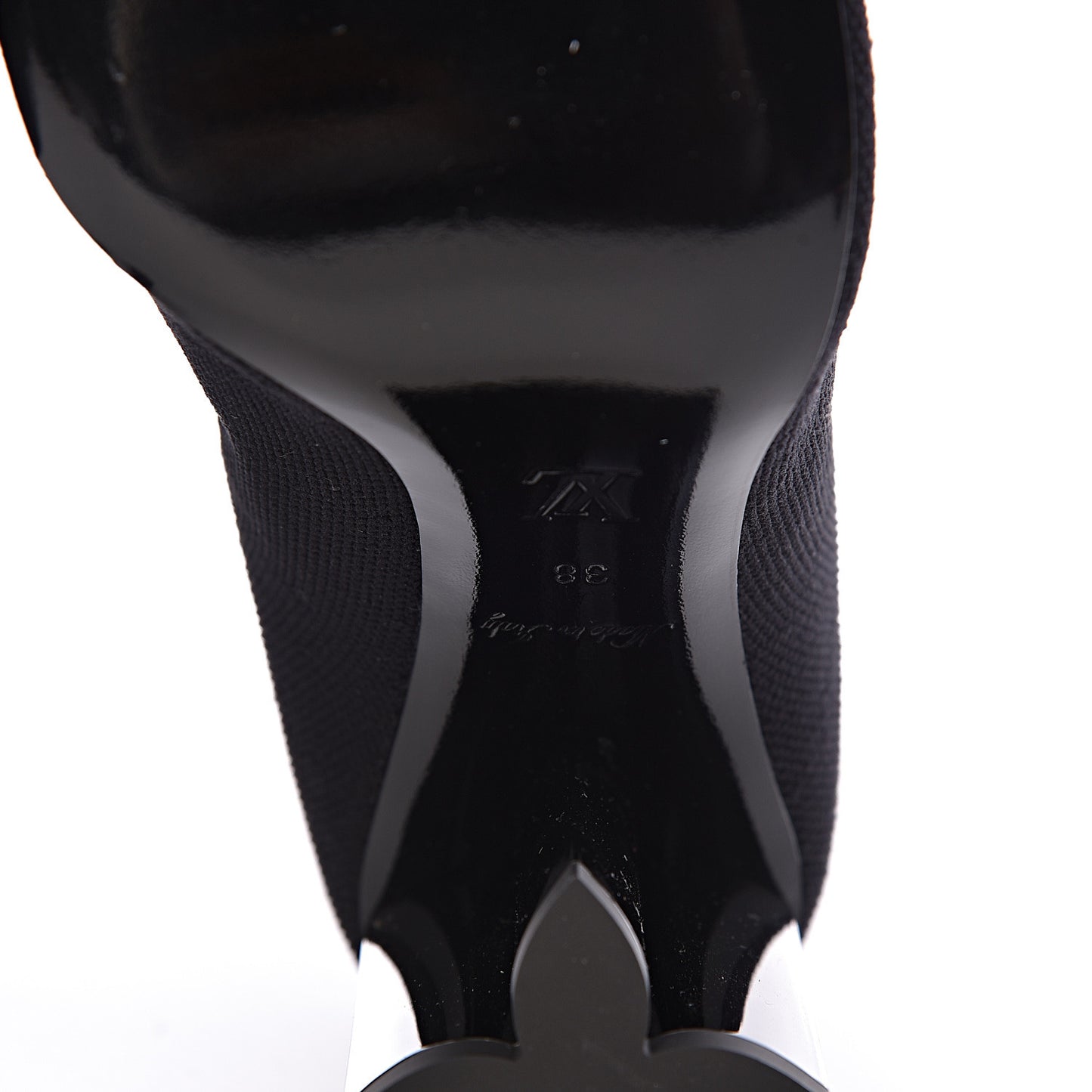Stretch Fabric LV Black Heart Sock Ankle Boots 38 Black