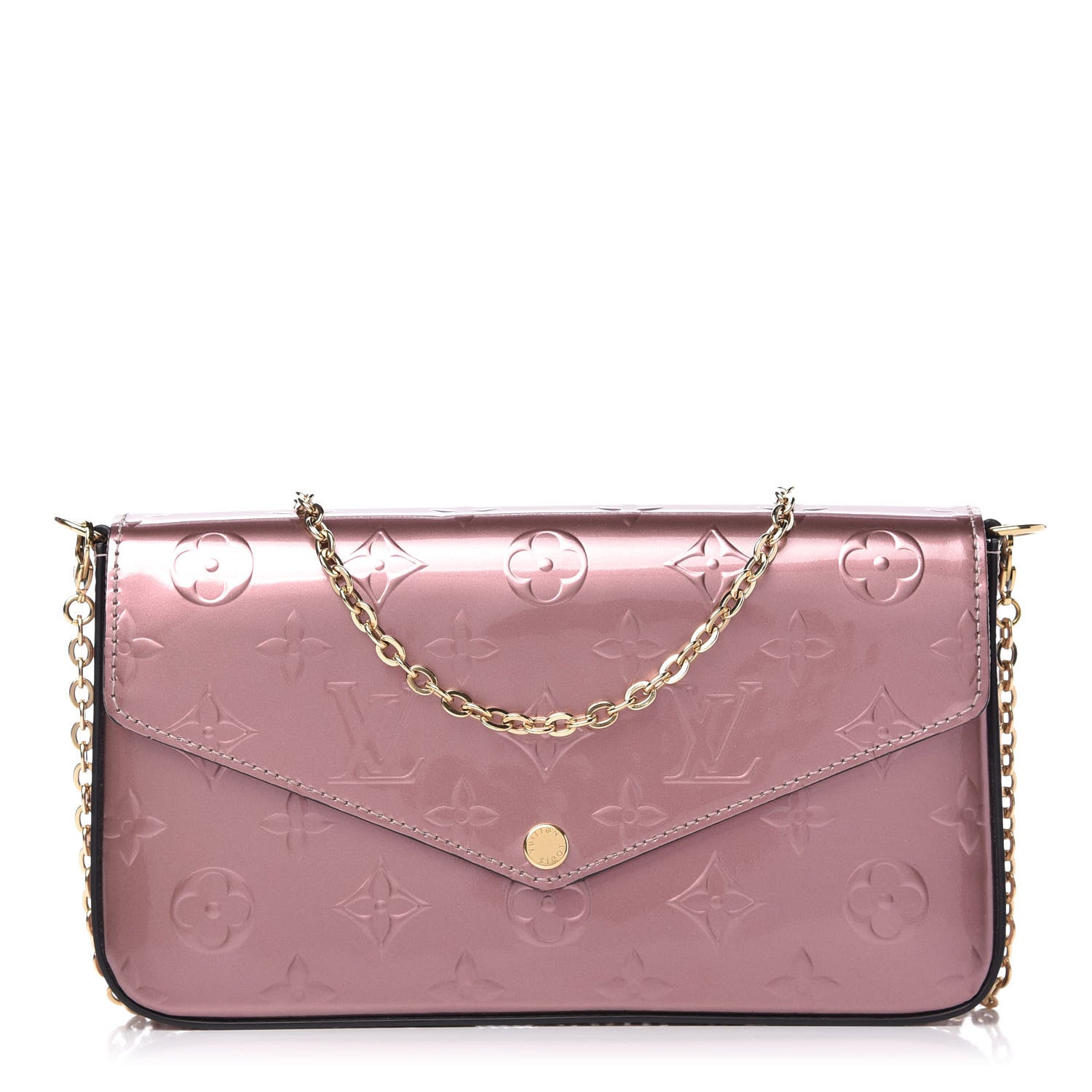 Louis Vuitton Vernis Pochette Felicie Chain Wallet Metallic Pale Pink 1 of 10
