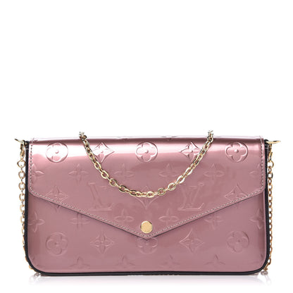 Louis Vuitton Vernis Pochette Felicie Chain Wallet Metallic Pale Pink 1 of 10