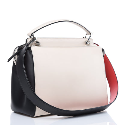 Fendi Vitello Baltico Shiny Nappa Lace Up DotCom Satchel Camelia Black Multicolor 3 of 11