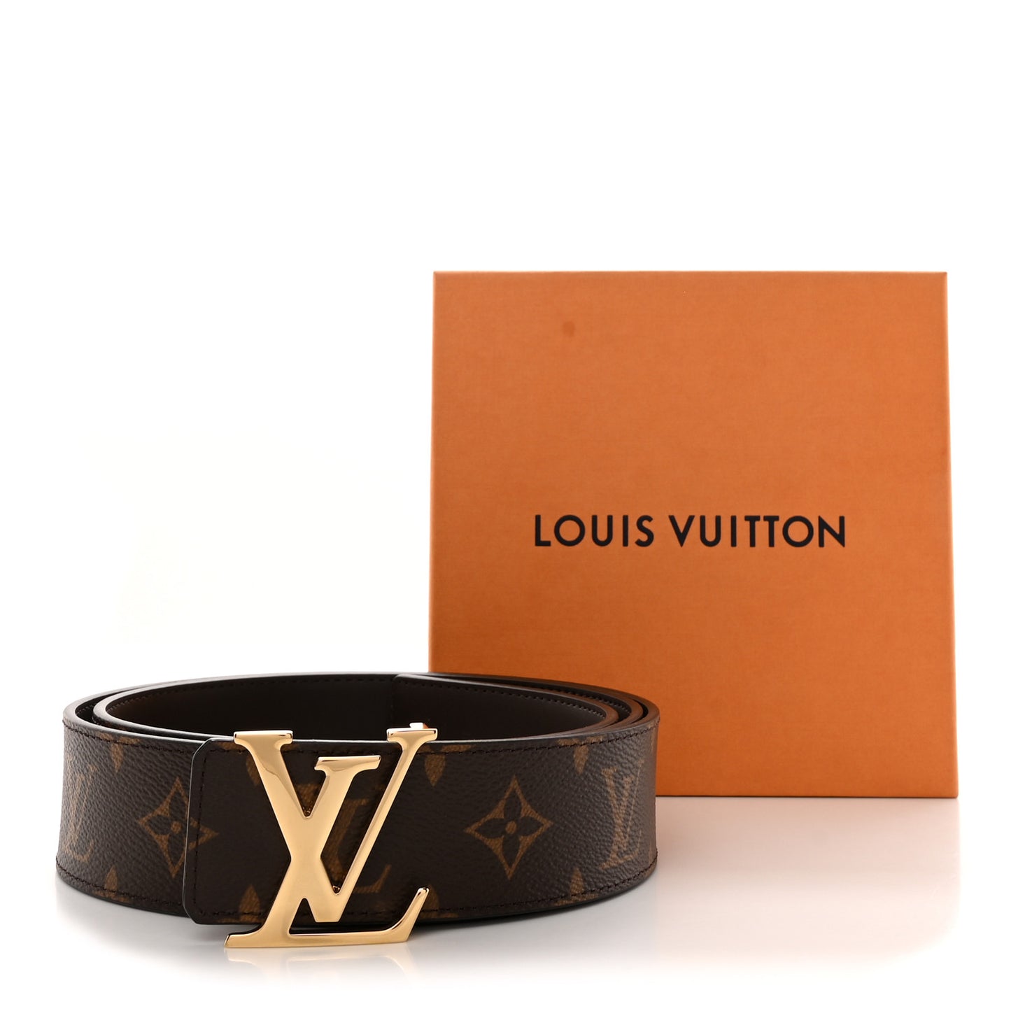 Calfskin Monogram 40mm LV Initiales Reversible Belt 100 40 Brown