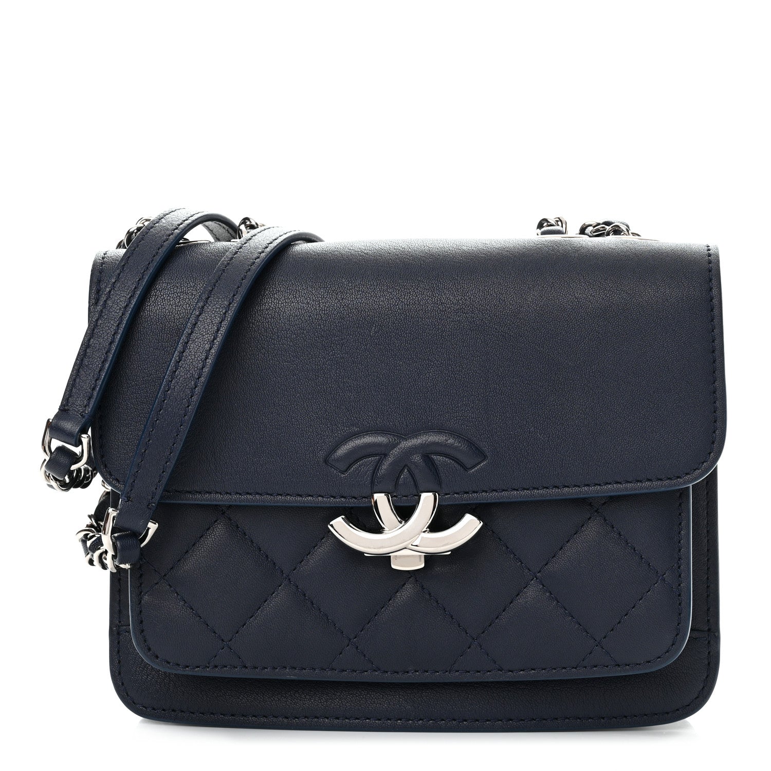 Chanel Goatskin Quilted Small CC Box Flap Navy Navy 1 of 10
