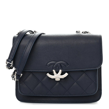 Chanel Goatskin Quilted Small CC Box Flap Navy Navy 1 of 10