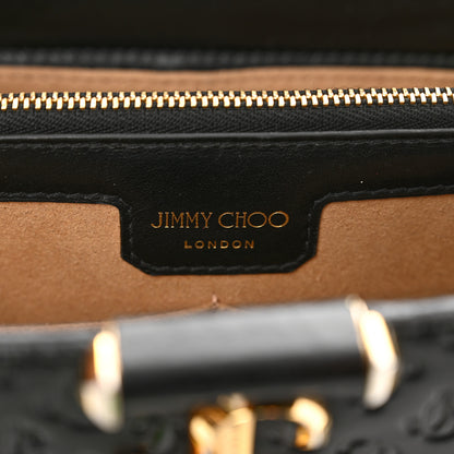 Jimmy Choo Calfskin Logo Embossed Varenne Top Handle Bag Black 7 of 12