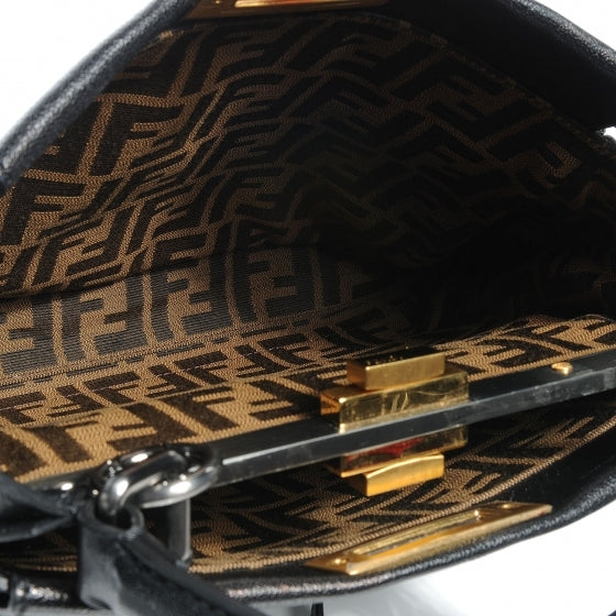 Fendi Goatskin Zucca Medium Peekaboo Iconic Satchel Black Tobacco 8 of 8
