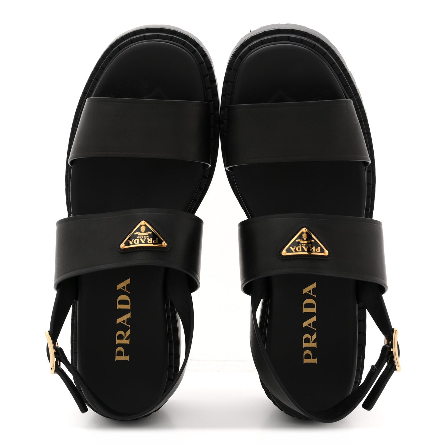 Nappa Metal Triangle Logo Slingback Sandals 40 Black