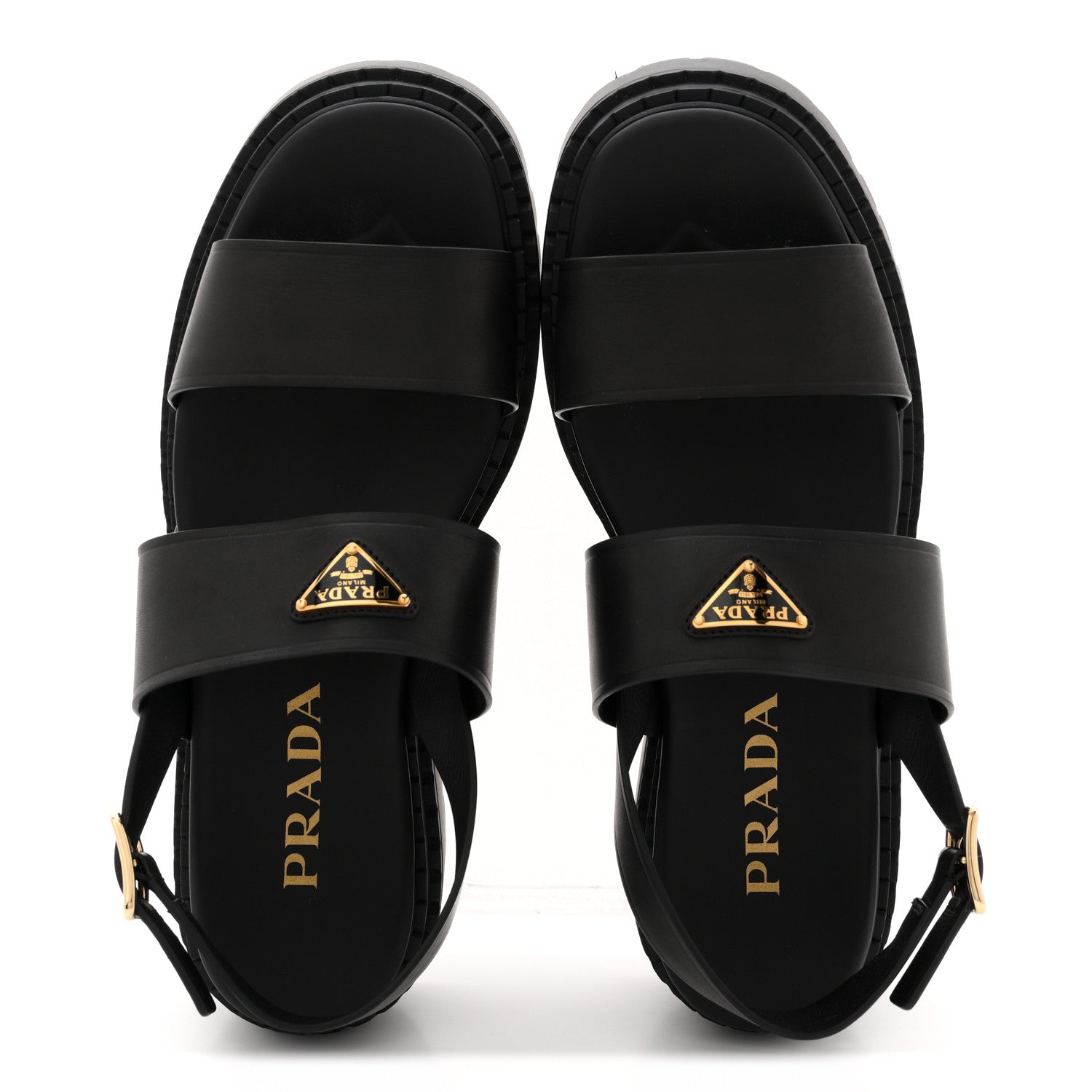 Prada Nappa Metal Triangle Logo Slingback Sandals 40 Black 3 of 16