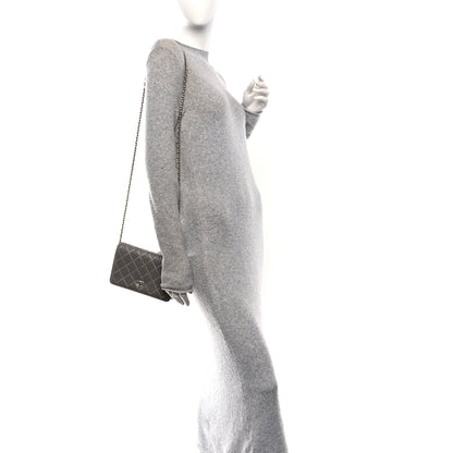 Chanel Lambskin Crystal Quilted Wallet On Chain WOC Grey 2 of 12