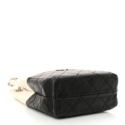 Chanel Lambskin Quilted Bi-Color Drawstring Shoulder Bag Black White 4 of 19