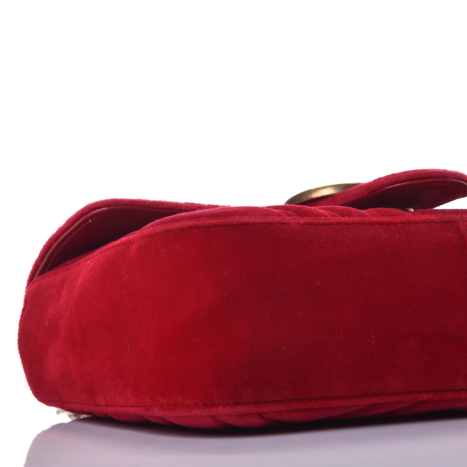 Gucci Velvet Matelasse Mini GG Marmont Shoulder Bag Hibiscus Red 7 of 9