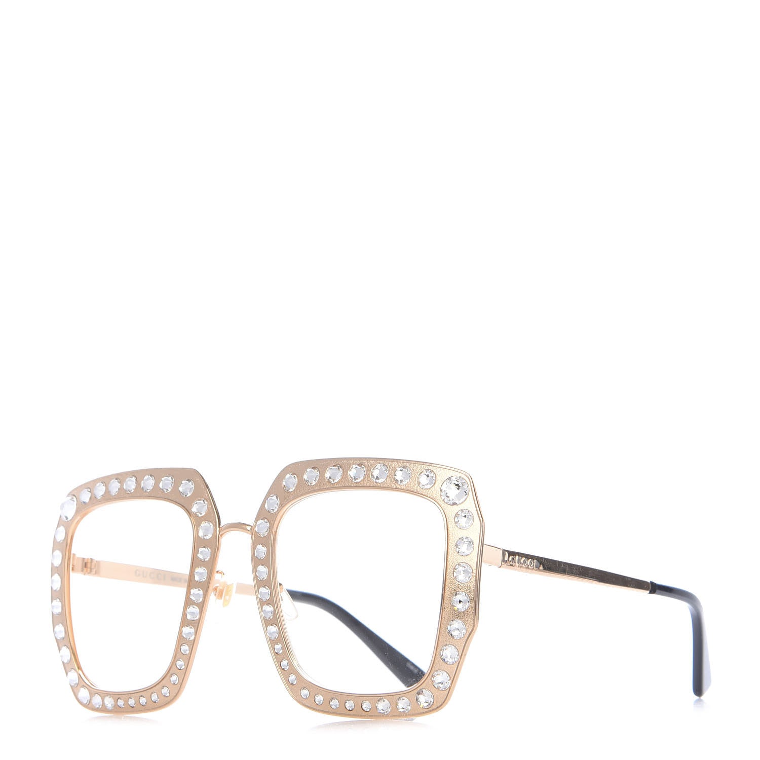 Gucci Metal Acetate Crystal Oversize GG0115S Sunglasses Gold 1 of 8